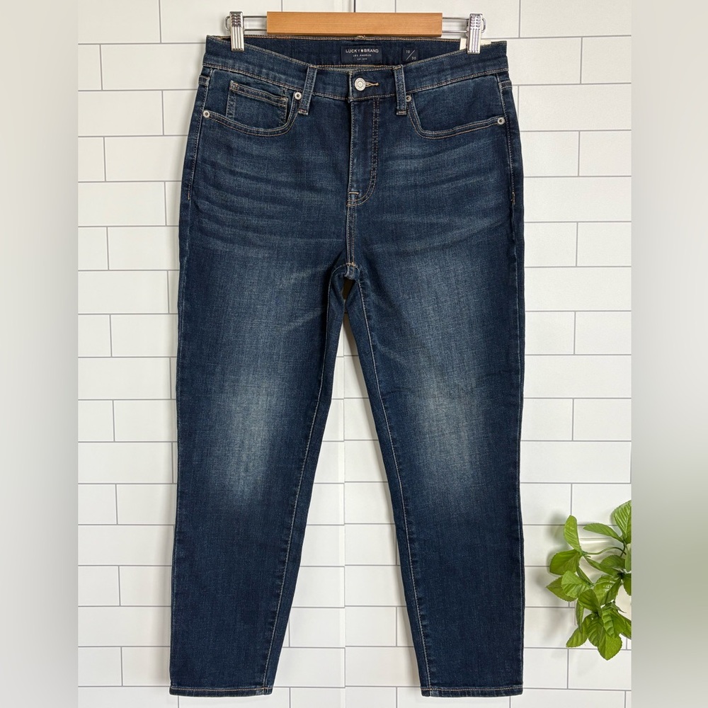 Lucky Brand Ava Crop Jeans Mid Rise Women’s Size 10/30 Dark Wash Faded Denim NWT